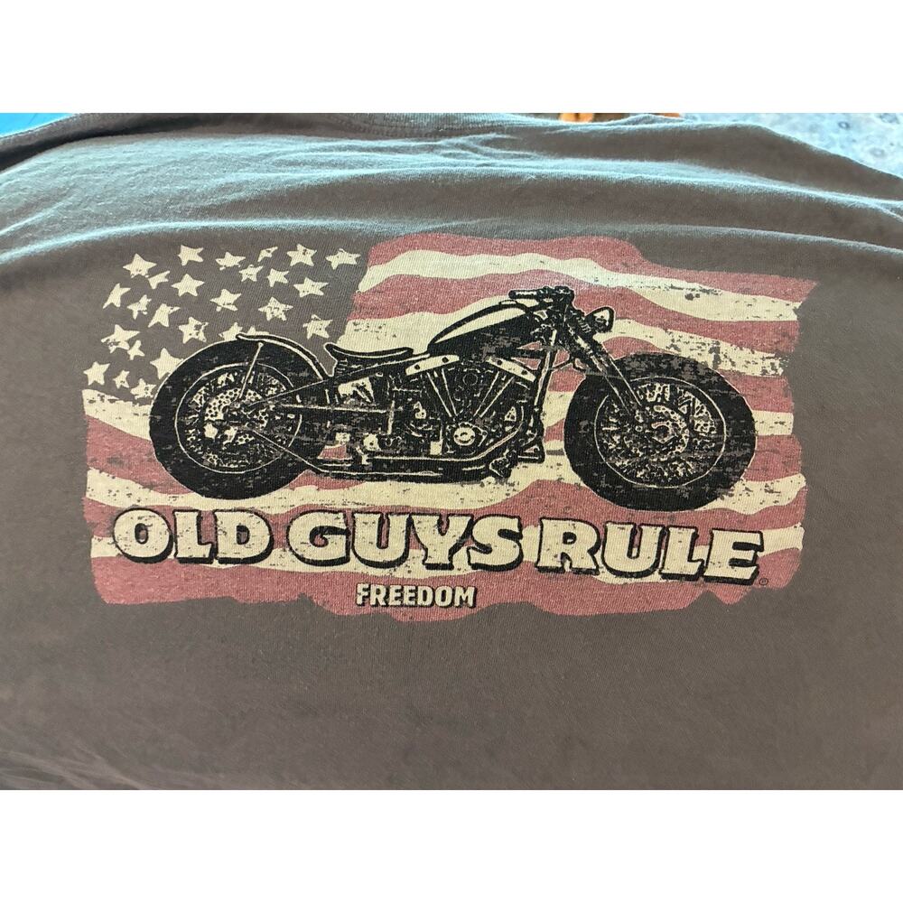 HOM5030 Vintage Graphic, Biker T-Shirt, Old Man Rules Freedom Faded Size 2X